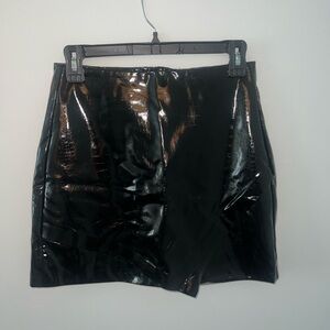 Shiny Black Vinyl Skirt
